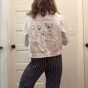 White Painted Jean Jacket